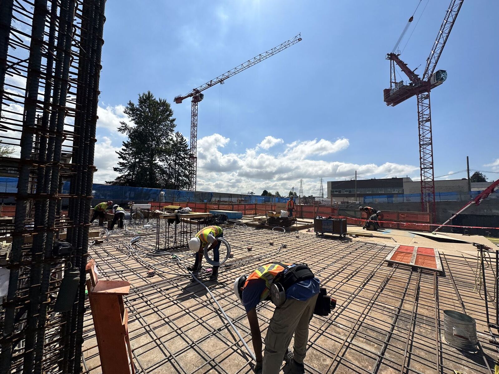 Tower cranes over an active construction deck in the GTA