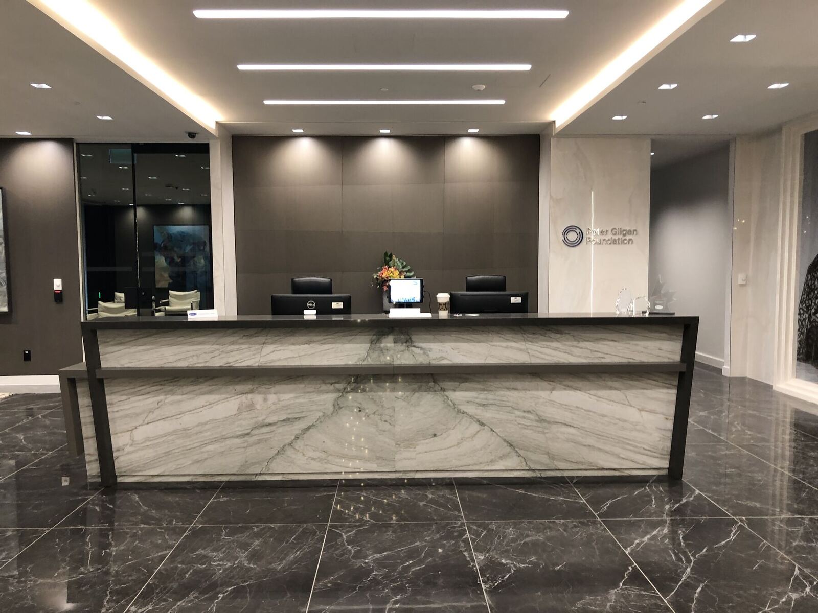 Finished marble lobby delivered to a high standard